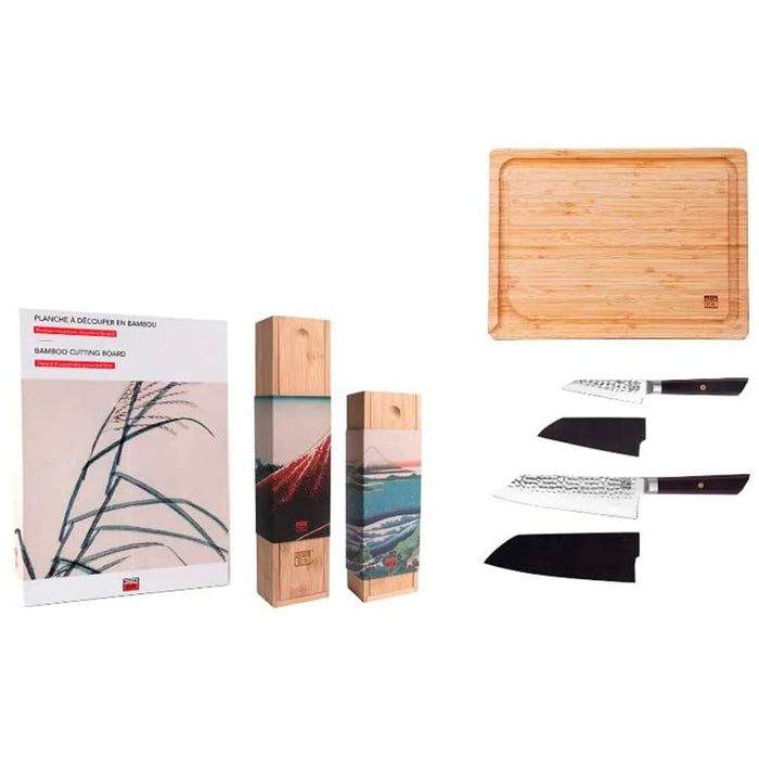 Kotai High Carbon Stainless Steel Bunka 3-Piece Knife Set Deluxe