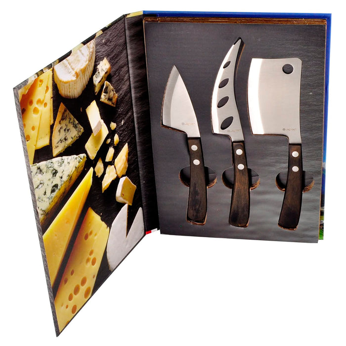 Legnoart Stainless Steel Latte Vivo 3 Piece Cheese Knife Set with Dark Wood Handle