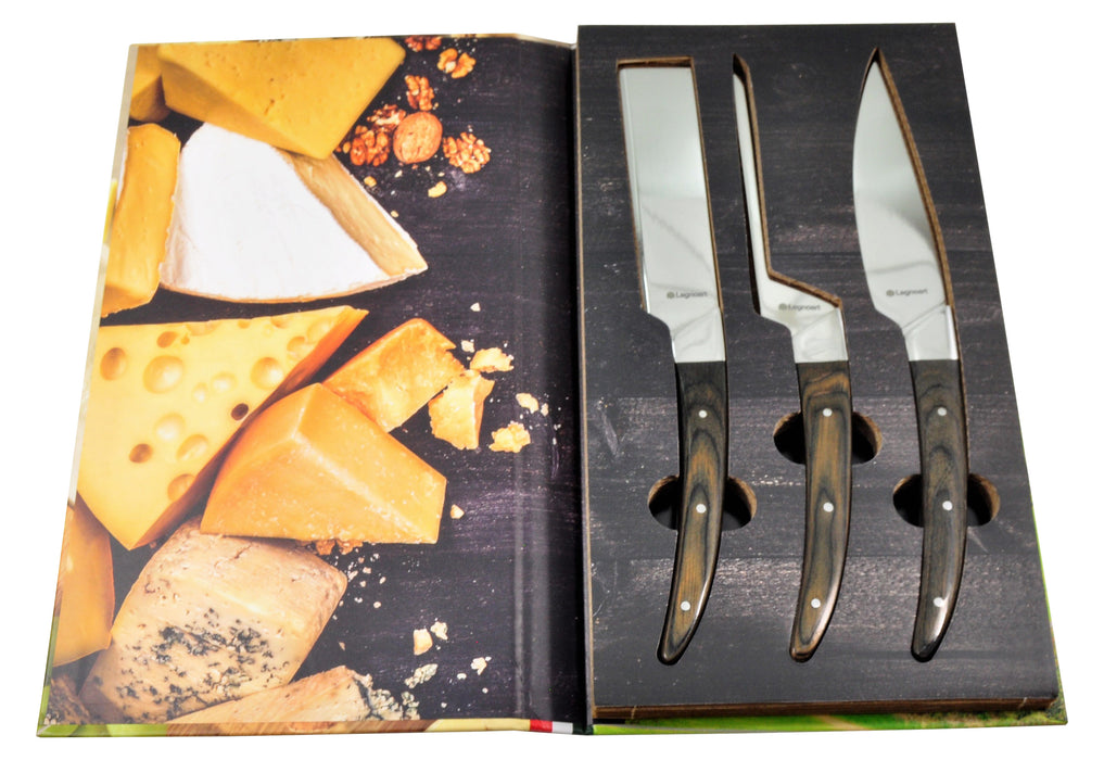 Legnoart Caseus 3 Piece Cheese Knife Set with Dark Wood Handle