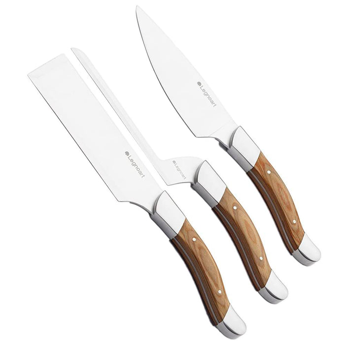 Legnoart Stainless Steel  3-Piece Fromager Cheese Knife Set with Light Wood Handle