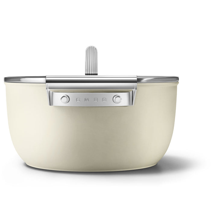 Smeg Cookware 50's Style Non-Stick Cream Casserole Dish with Lid, 5-Quart