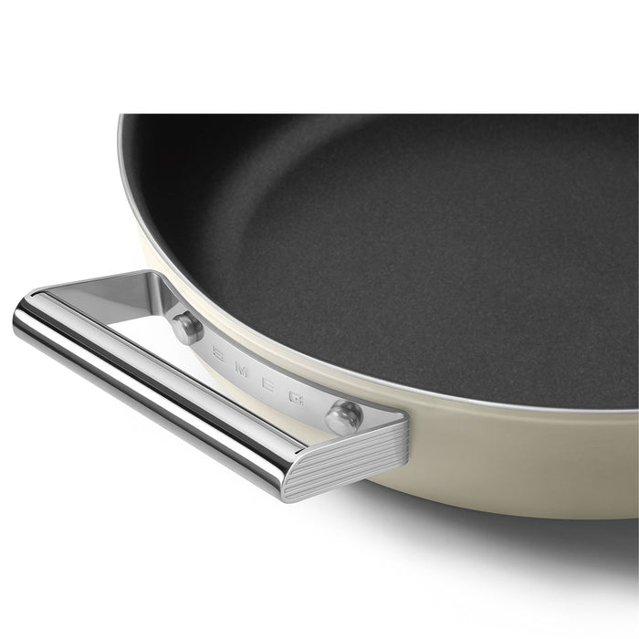 Smeg Cookware 50's Style Non-Stick Cream Deep Pan with Lid, 4-Quart