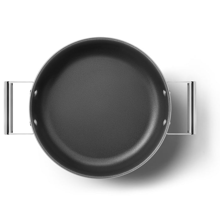 Smeg Cookware 50's Style Non-Stick Cream Deep Pan with Lid, 4-Quart