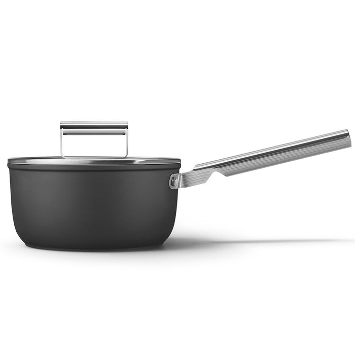 Smeg Cookware 50's Style Non-stick Black Sauce Pan, 3-Quart