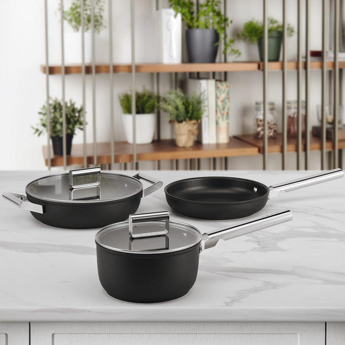 Smeg 50's Style Non-Stick Black 6-Piece Cookware Set