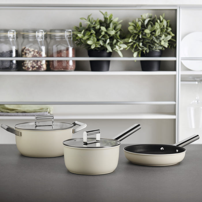 Smeg 50's Style Non-Stick Cream 6-Piece Cookware Set