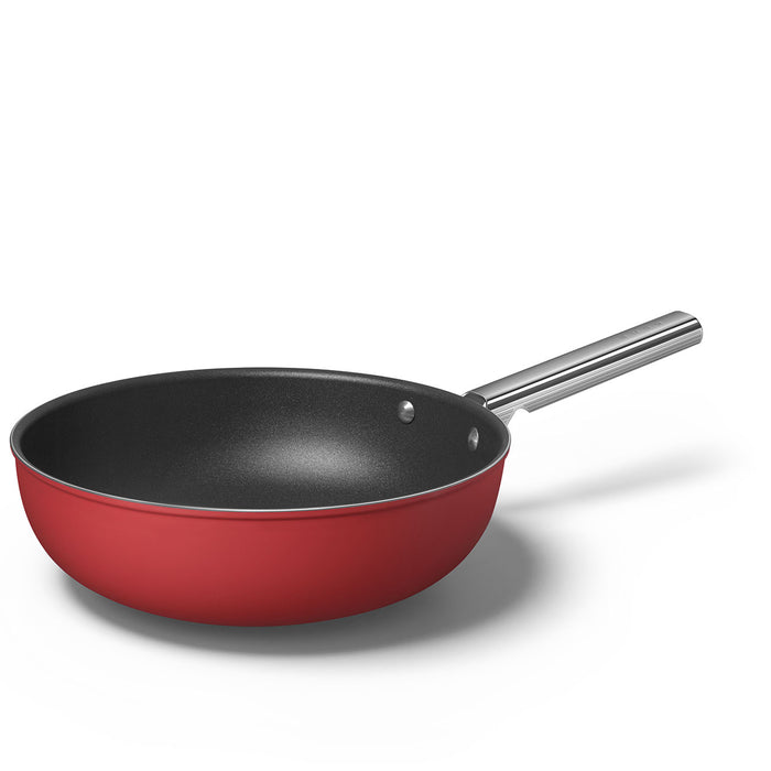 Smeg Cookware 50's Style Non-Stick Red Wok, 12-Inches