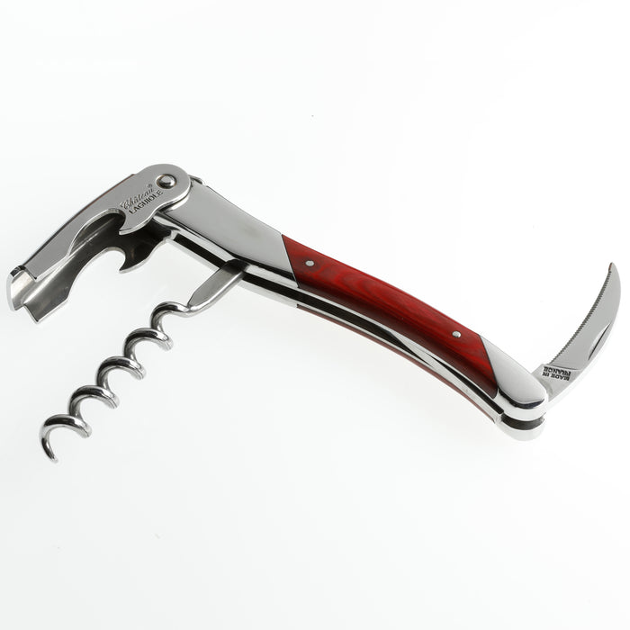 Chateau Laguiole Grand Cru Series Stainless Steel Sommelier Corkscrew with Red Stamina Handle