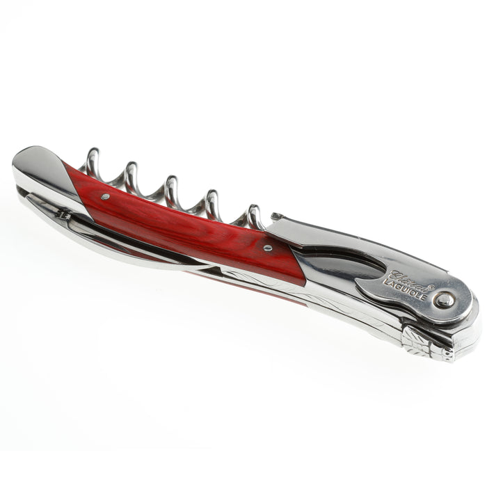 Chateau Laguiole Grand Cru Series Stainless Steel Sommelier Corkscrew with Red Stamina Handle