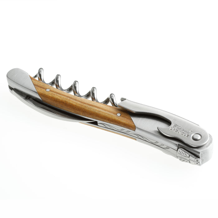 Chateau Laguiole Grand Cru Series Stainless Steel Sommelier Corkscrew with Olive Wood Handle