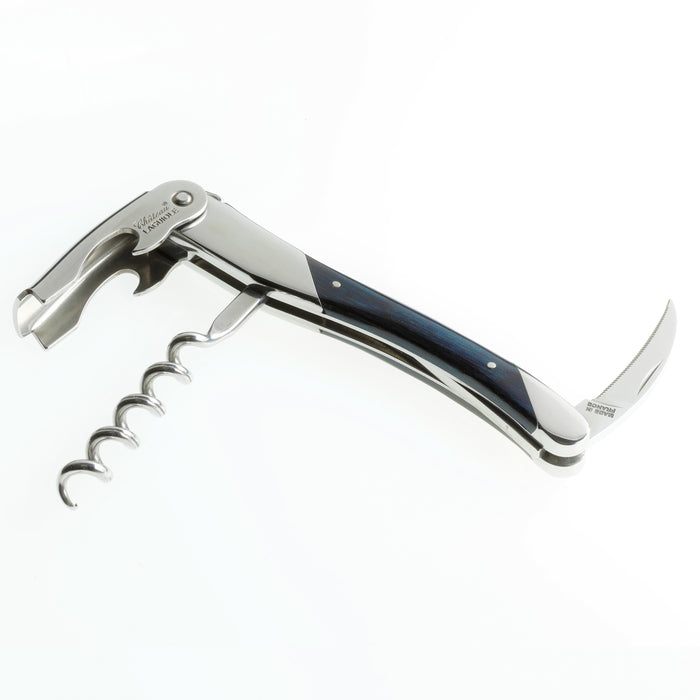 Chateau Laguiole Grand Cru Series Stainless Steel Sommelier Corkscrew with Blue Stamina Handle