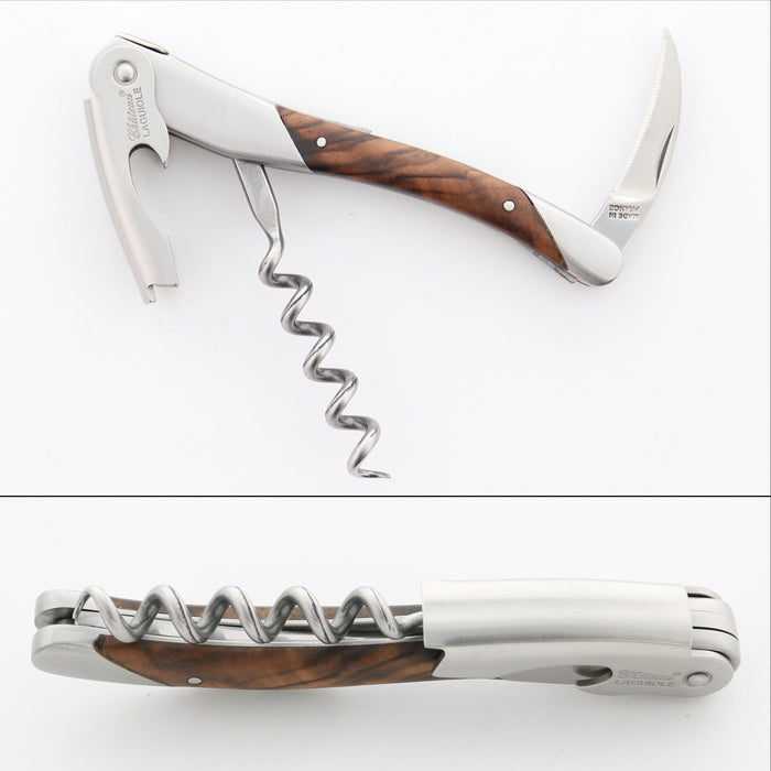 Chateau Laguiole Grand Cru Series Stainless Steel Sommelier Corkscrew with Walnut Wood Handle