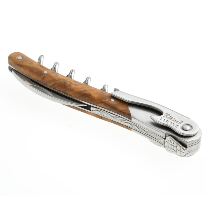 Chateau Laguiole Versailles Series Stainless Steel Sommelier Corkscrew with Juniper Wood Handle