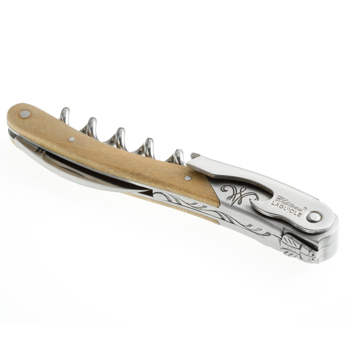 Chateau Laguiole Versailles Series Stainless Steel Sommelier Corkscrew with Tulipier Wood Handle