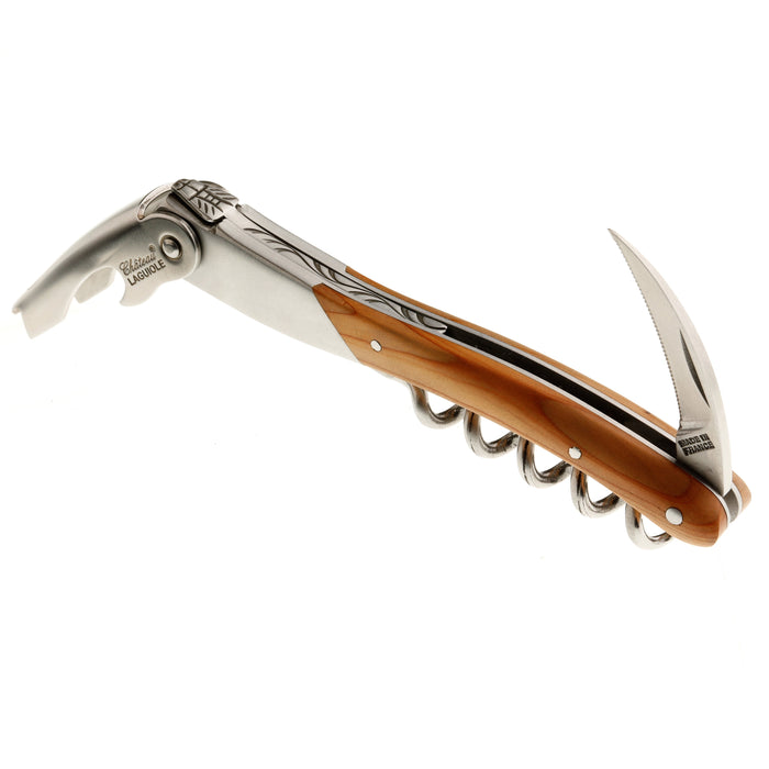 Chateau Laguiole Versailles Series Stainless Steel Sommelier Corkscrew with Yew Wood Handle
