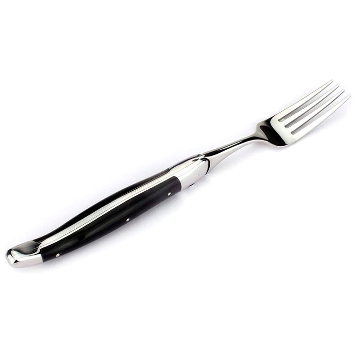 Laguiole en Aubrac Stainless Steel 8-Piece Fork and Knife Set with Nigerian Water Buffalo Horn Handle