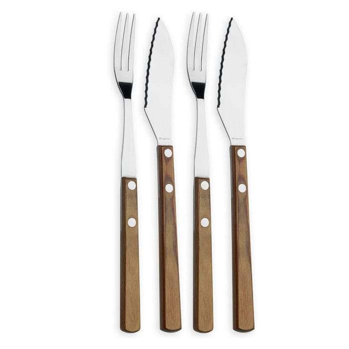 Legnoart Stainless Steel 4-Piece Valais Cutlery Set with Light Wood Handle