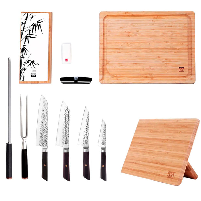 Kotai High Carbon Stainless Steel Bunka 9-Piece Knife Set Complete Deluxe Edition