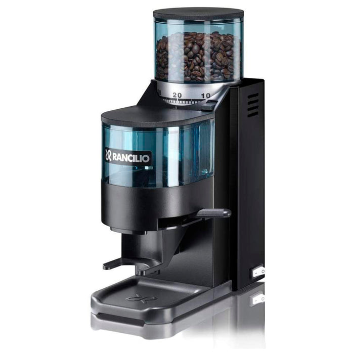 Rancilio Silvia Espresso Machine Black and Rocky SS Coffee Grinder with Doser Black Set