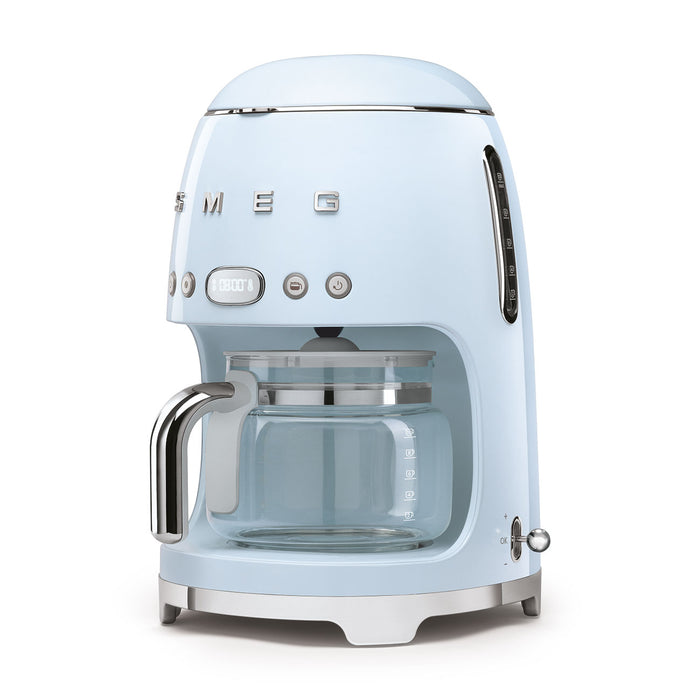 Smeg 50's Retro Style Aesthetic Pastel Blue Drip Coffee Machine with Extra Glass Carafe