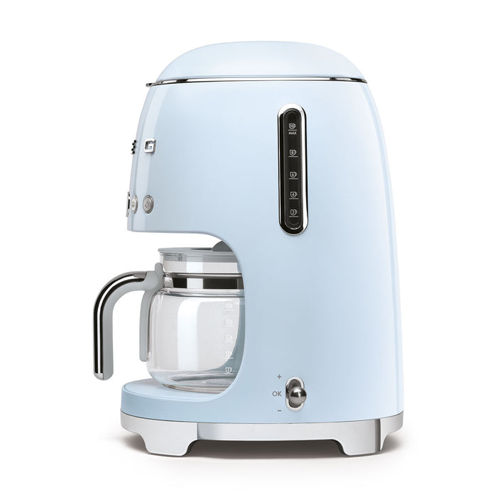 Smeg 50's Retro Style Aesthetic Pastel Blue Drip Coffee Machine With Coffee Grinder Set