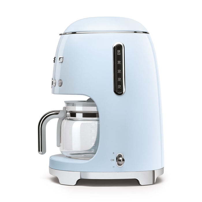 Smeg 50's Retro Style Aesthetic Pastel Blue Drip Coffee Machine with Extra Glass Carafe