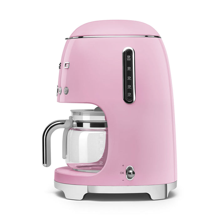 Smeg 50's Retro Style Aesthetic Pink Drip Coffee Machine with Extra Glass Carafe