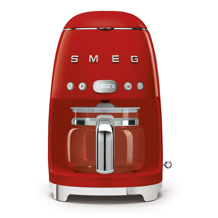 Smeg 50's Retro Style Aesthetic Red Drip Coffee Machine With Coffee Grinder Set