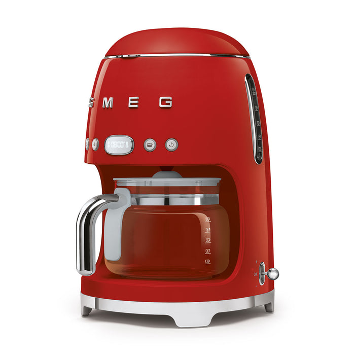 Smeg 50's Retro Style Aesthetic Red Drip Coffee Machine With Coffee Grinder Set