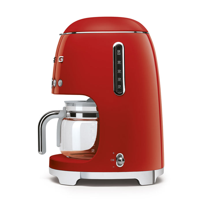 Smeg 50's Retro Style Aesthetic Red Drip Coffee Machine With Coffee Grinder Set