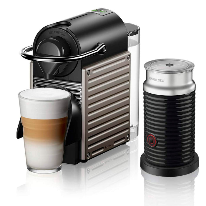 Nespresso by Breville Pixie Bundle Espresso Machine with Aeroccino3 Milk Frother, Titan