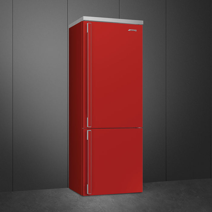 Smeg Portofino Freestanding Bottom Mount Red Refrigerator Right Hand Hinge, 28-Inches