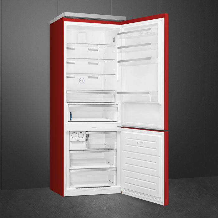Smeg Portofino Freestanding Bottom Mount Red Refrigerator Right Hand Hinge, 28-Inches