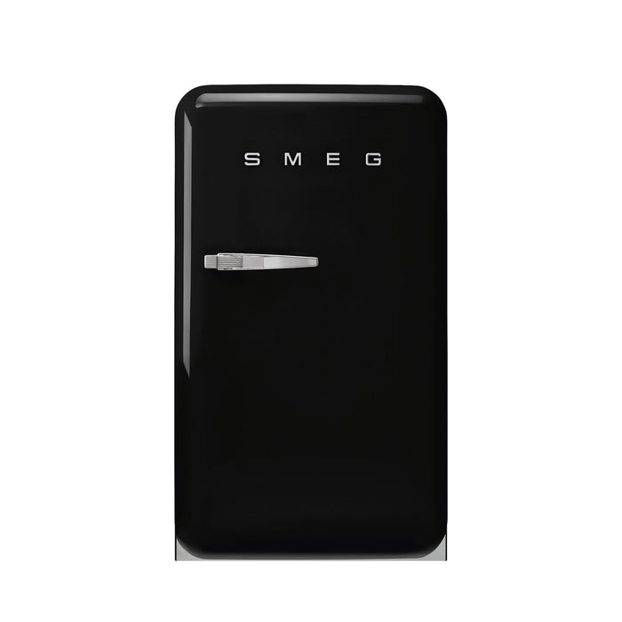 Smeg 50's Retro Style Aesthetic Freestanding Black Compact Refrigerator Right Hand Hinge with 4.31 Cu Ft Capacity , 22-Inches