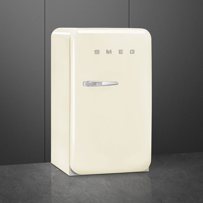 Smeg 50's Retro Style Aesthetic Freestanding Cream Compact Refrigerator Right Hand Hinge with 4.31 Cu Ft Capacity , 22-Inches