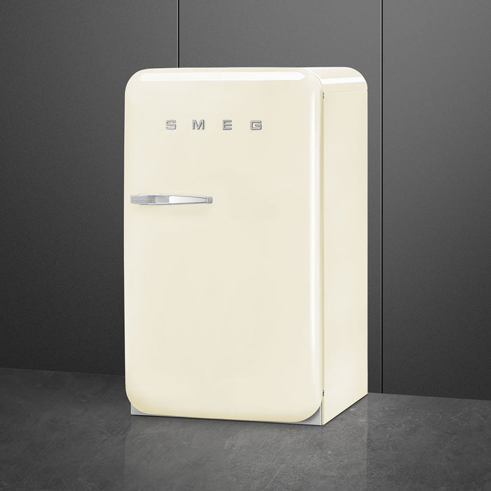 Smeg 50's Retro Style Aesthetic Freestanding Cream Compact Refrigerator Right Hand Hinge with 4.31 Cu Ft Capacity , 22-Inches