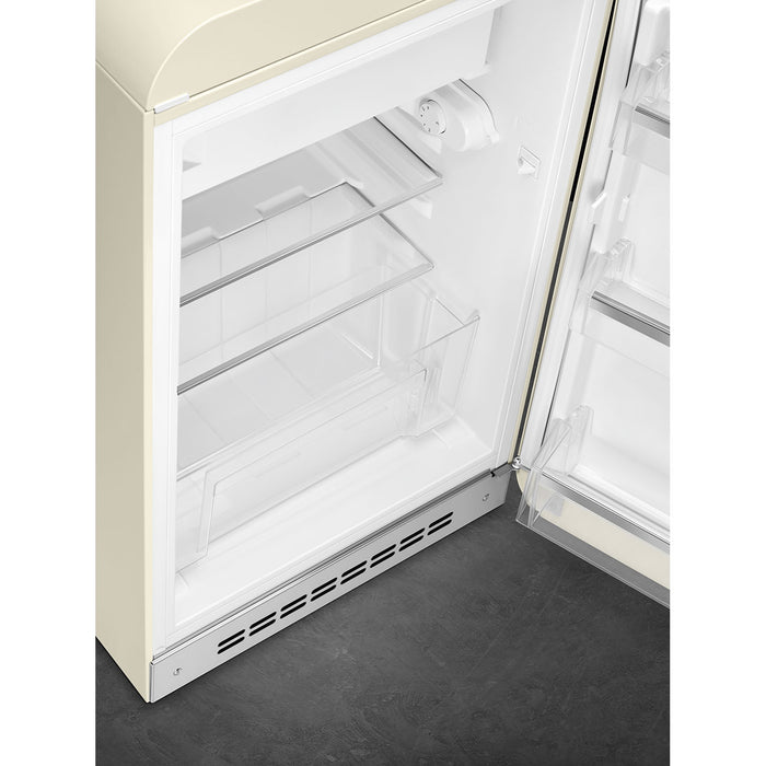 Smeg 50's Retro Style Aesthetic Freestanding Cream Compact Refrigerator Right Hand Hinge with 4.31 Cu Ft Capacity , 22-Inches