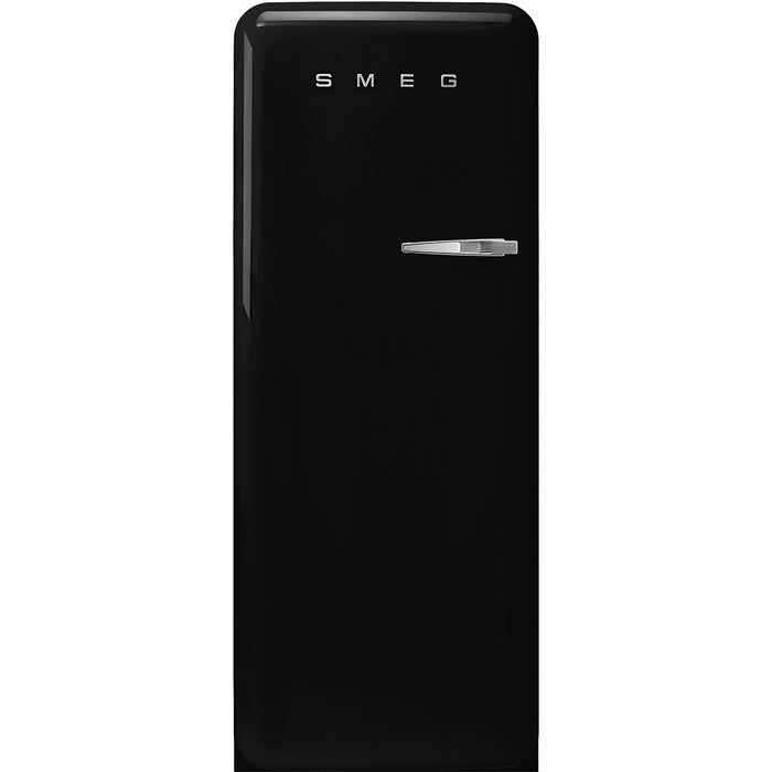 Smeg 50's Retro Style Aesthetic Freestanding Black Refrigerator Left Hand Hinge with Freezer, 24-Inches