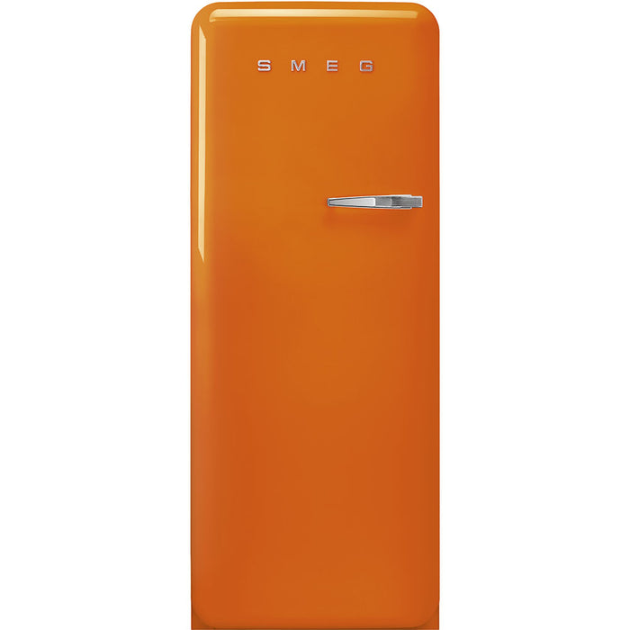 Smeg 50's Retro Style Aesthetic Freestanding Orange Refrigerator Left Hand Hinge with Freezer, 24-Inches