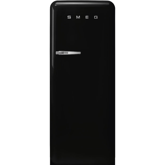 Smeg 50's Retro Style Aesthetic Freestanding Black Refrigerator Right Hand Hinge with Freezer, 24-Inches