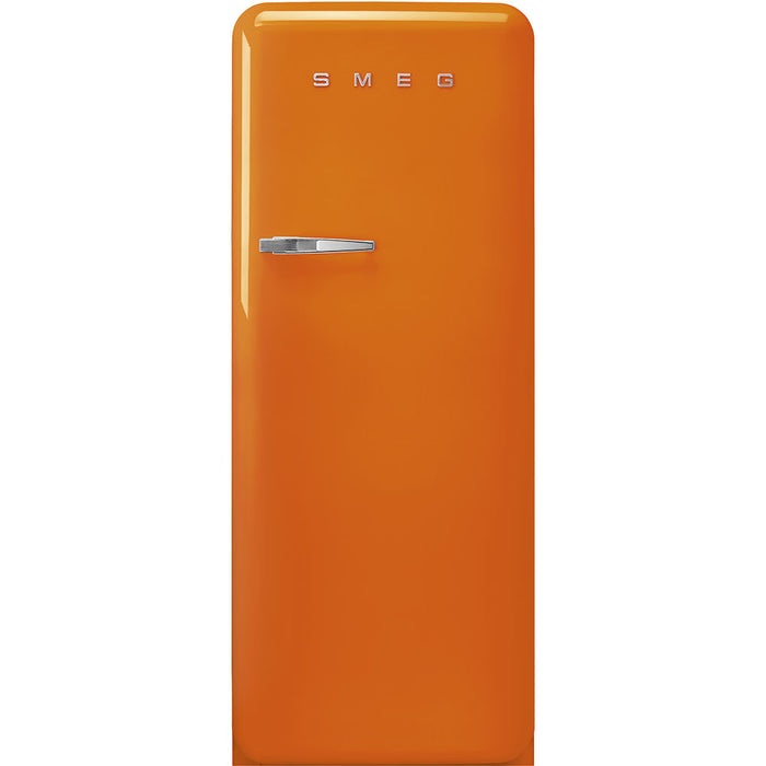 Smeg 50's Retro Style Aesthetic Freestanding Orange Refrigerator Right Hand Hinge with Freezer, 24-Inches