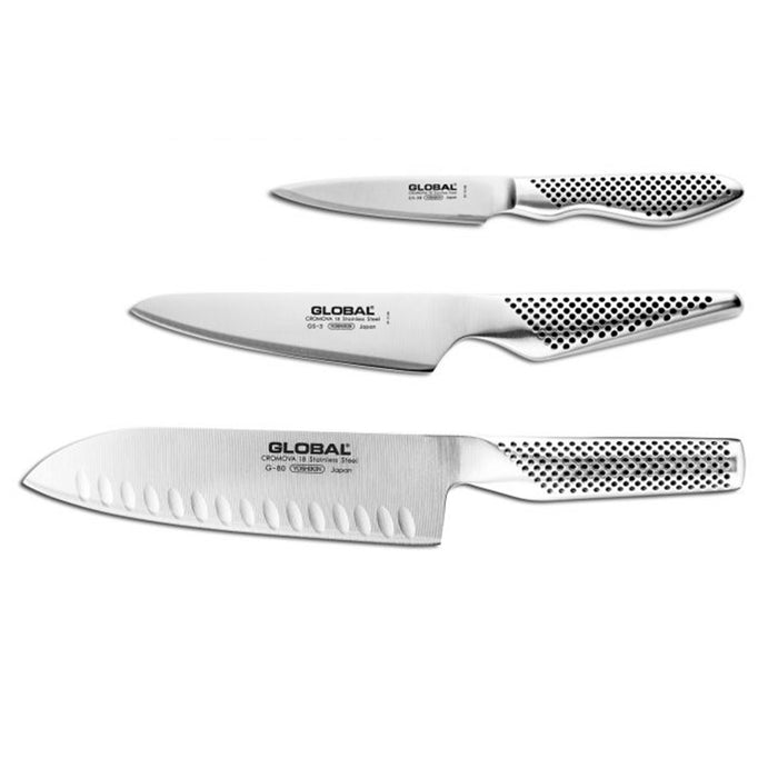 Global Classic Stainless Steel 3-Piece Knife Set