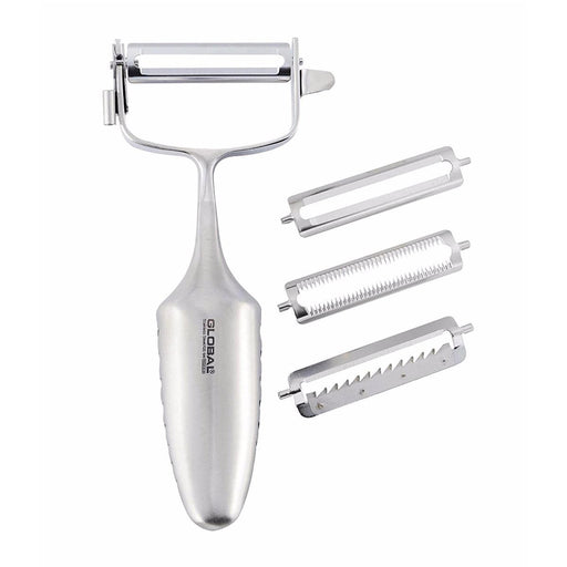 Global Classic Stainless Steel 3-Way Peeler with Interchangeable Blades, 2-Inches - LaCuisineStore