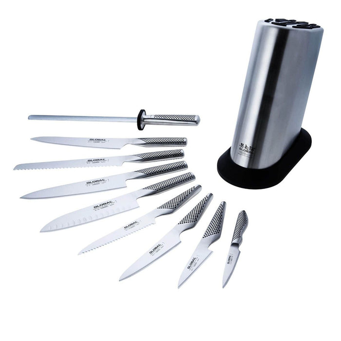 Global Classic Stainless Steel Knife Block Set, 10-Piece - LaCuisineStore