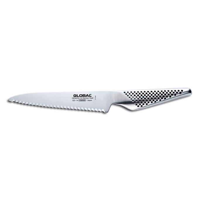 Global Classic Stainless Steel Serrated Utility Knife, 6-Inches - LaCuisineStore