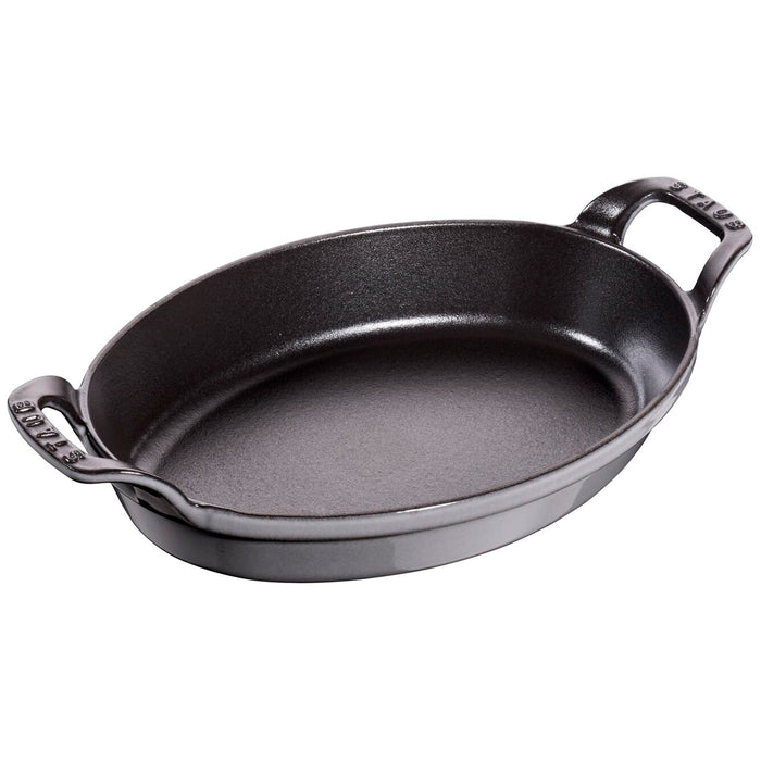 Staub Cast Iron Oval Baking Dish Graphite Grey, 9.5 x 6.75-Inches - LaCuisineStore