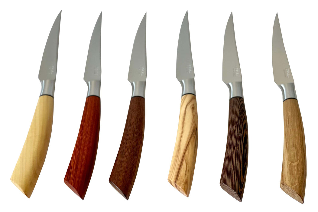 Coltelleria Saladini Stainless Steel 6-Piece Steak Knife with Mixed Wood Handle, 4-Inches