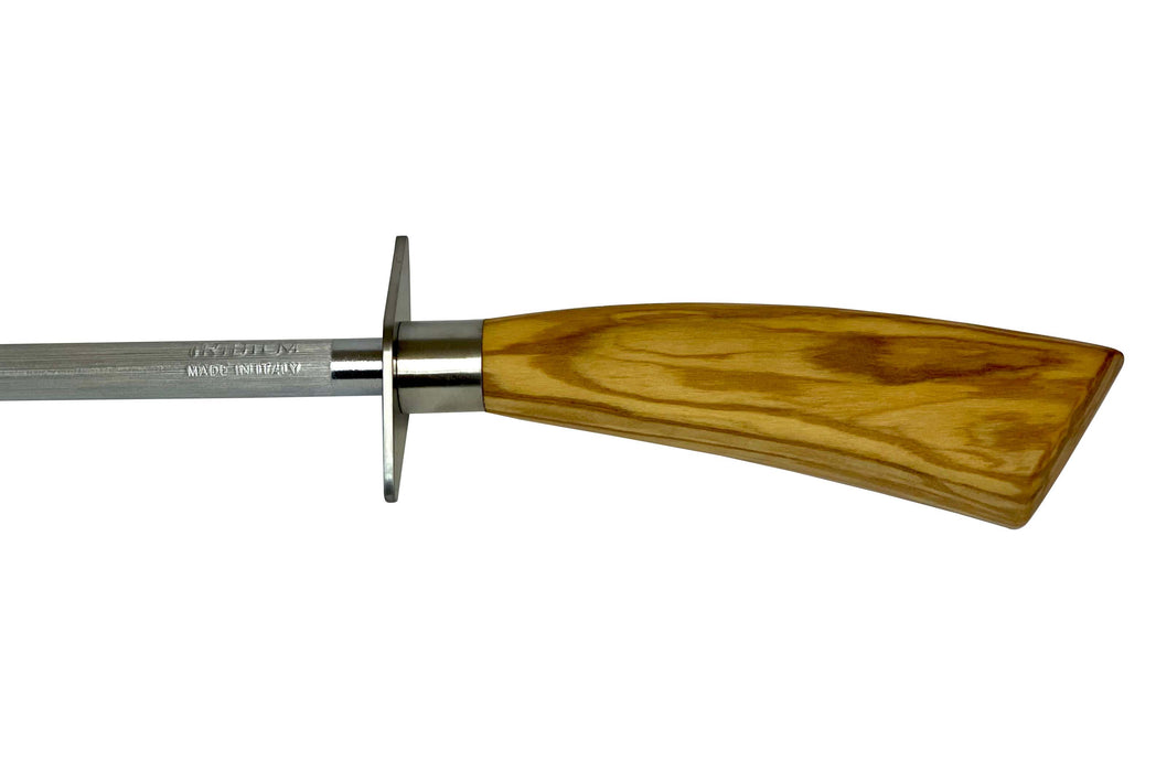 Coltelleria Saladini Stainless Steel Knife Sharpener with Olive Wood Handle, 15.5-Inch