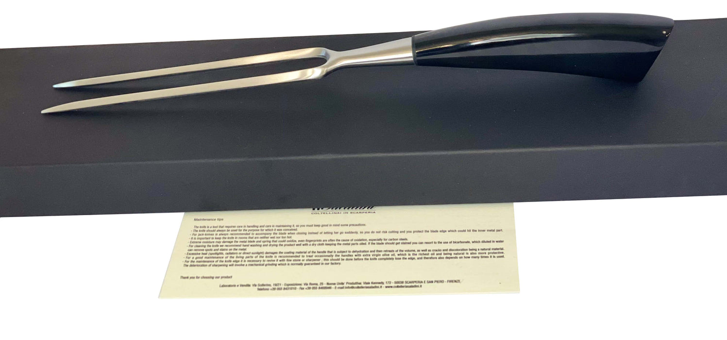 Coltelleria Saladini Stainless Steel Carving Fork with Buffalo Horn Handle, 5.9-Inch