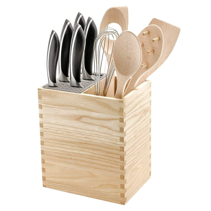 Legnoart Mistery Box Natural Ashwood Knife Block and Tools Rack with 6 Utensils
